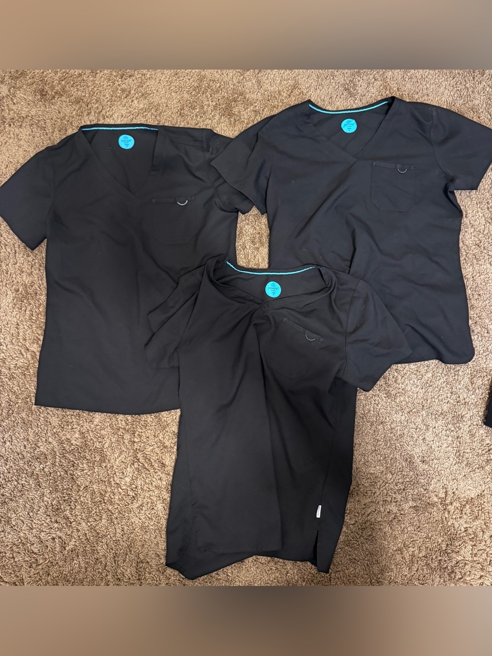 Zavate studio women’s black scrub tops lot of 3 V Neck Size Small